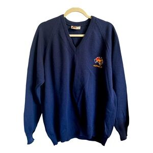 Vintage farentino 22 L or XL navy wool sweater Australia 🇦🇺 logo
